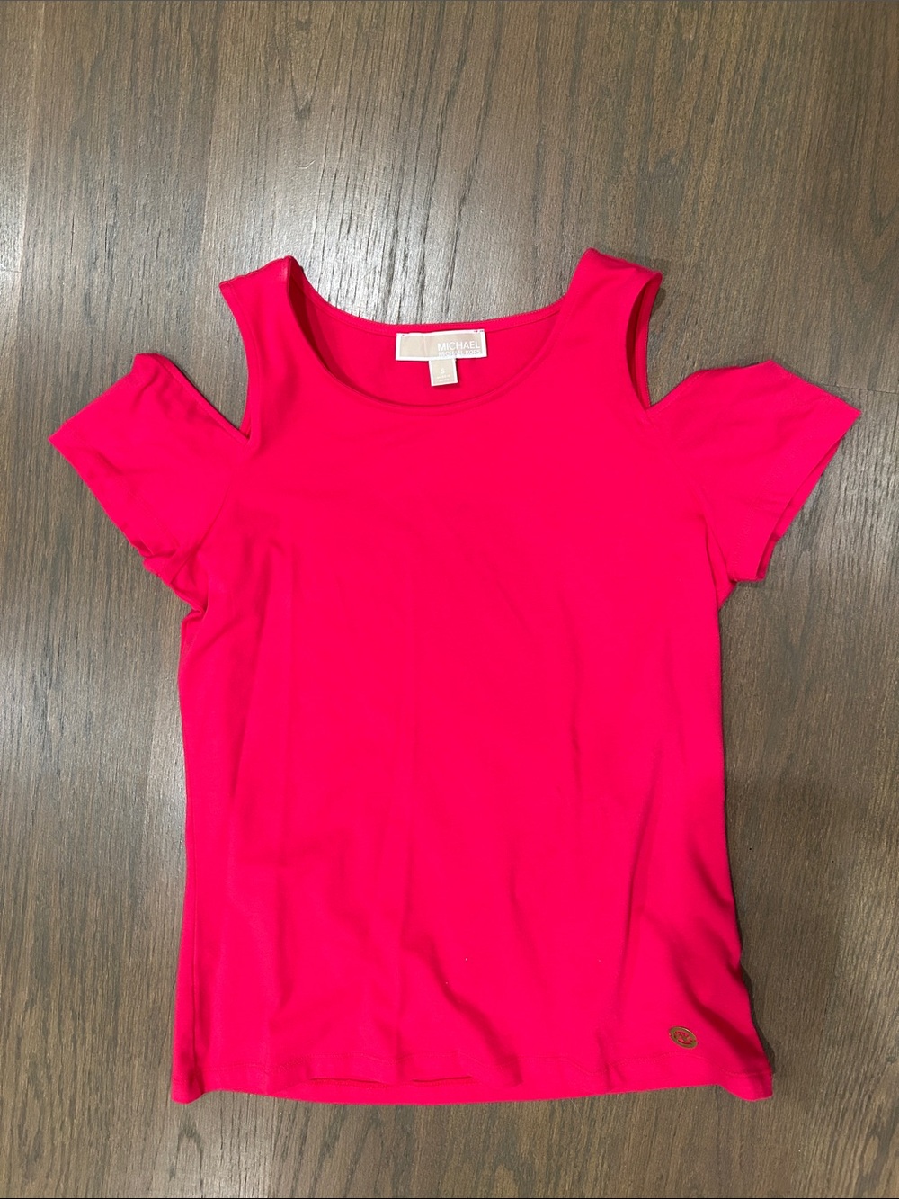 Michael Kors Bright Pink Cold-Shoulder Tee